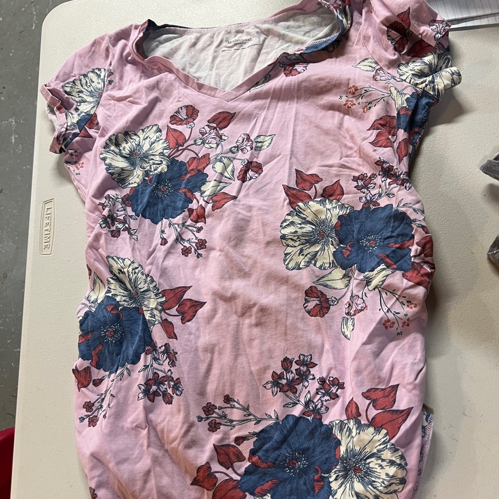 Motherhood Pink and Blue Fitted Cap Sleeve T-Shirt and others